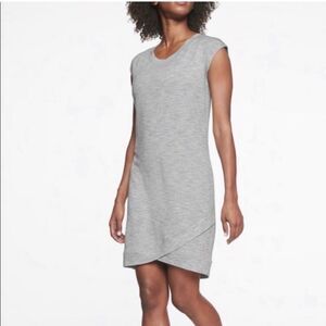 Athleta Criss Cross Short Sleeve Dress Light Heather Gray Size Medium